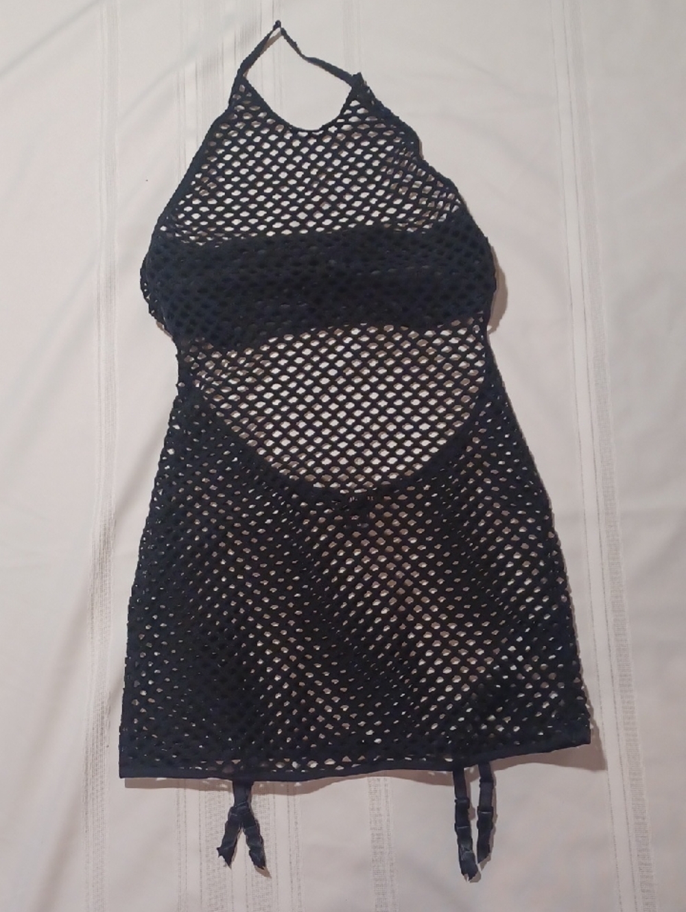 NWOT Victorias Secret Black Crochet Mesh Halter Mini Dress